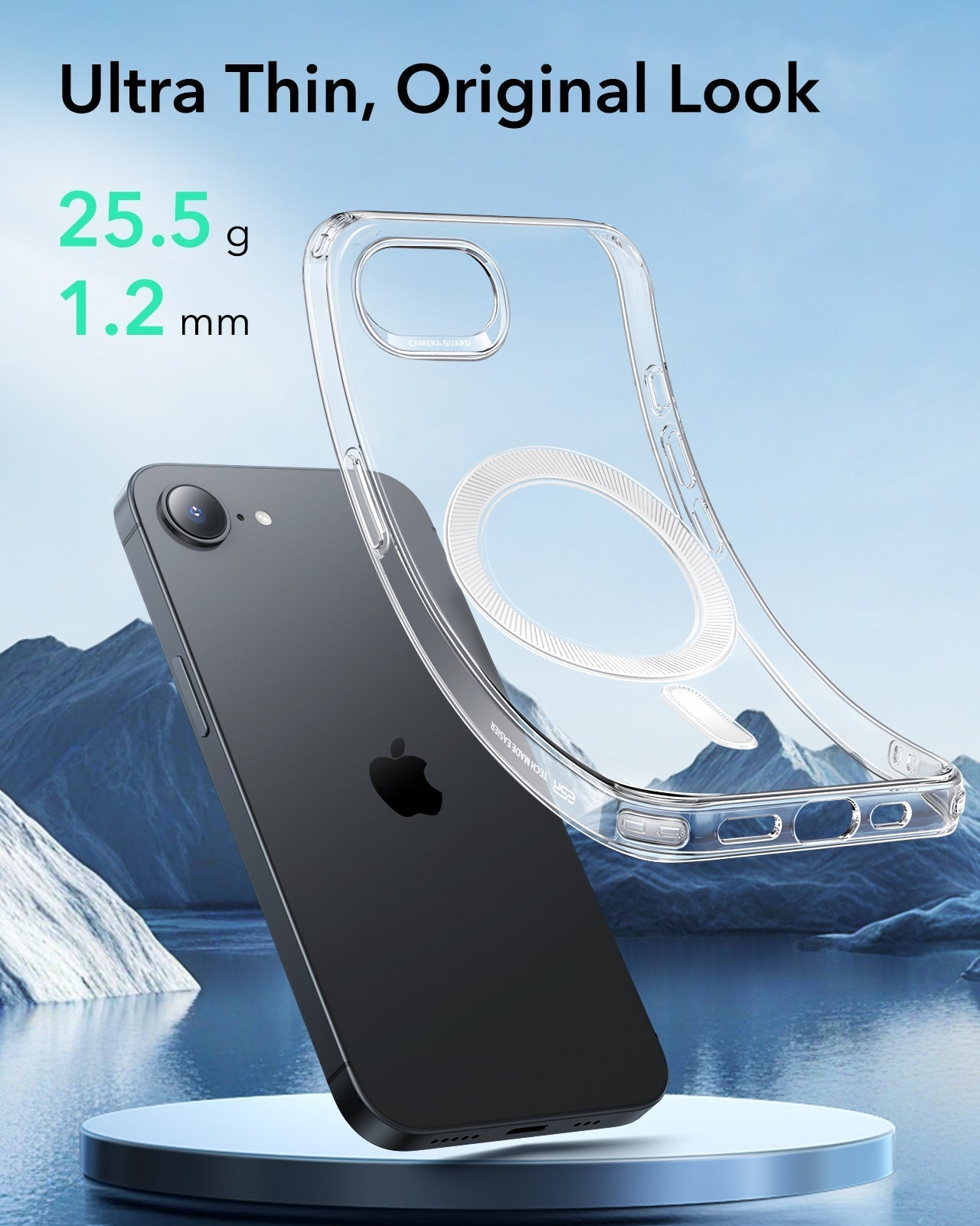 iPhone 16e HaloLock Zero Clear Case - Frosted Black ESR