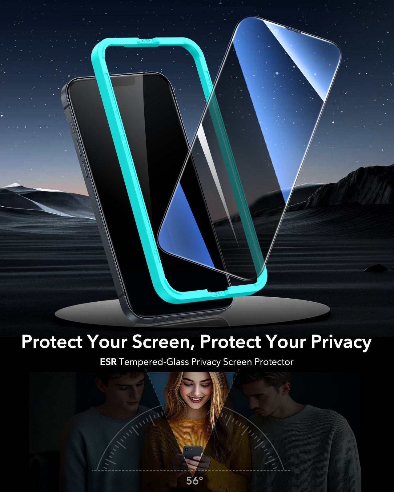 iPhone 16e UltraFit Classic Privacy Screen Protector - 3 Pack with Alignment Frame ESR