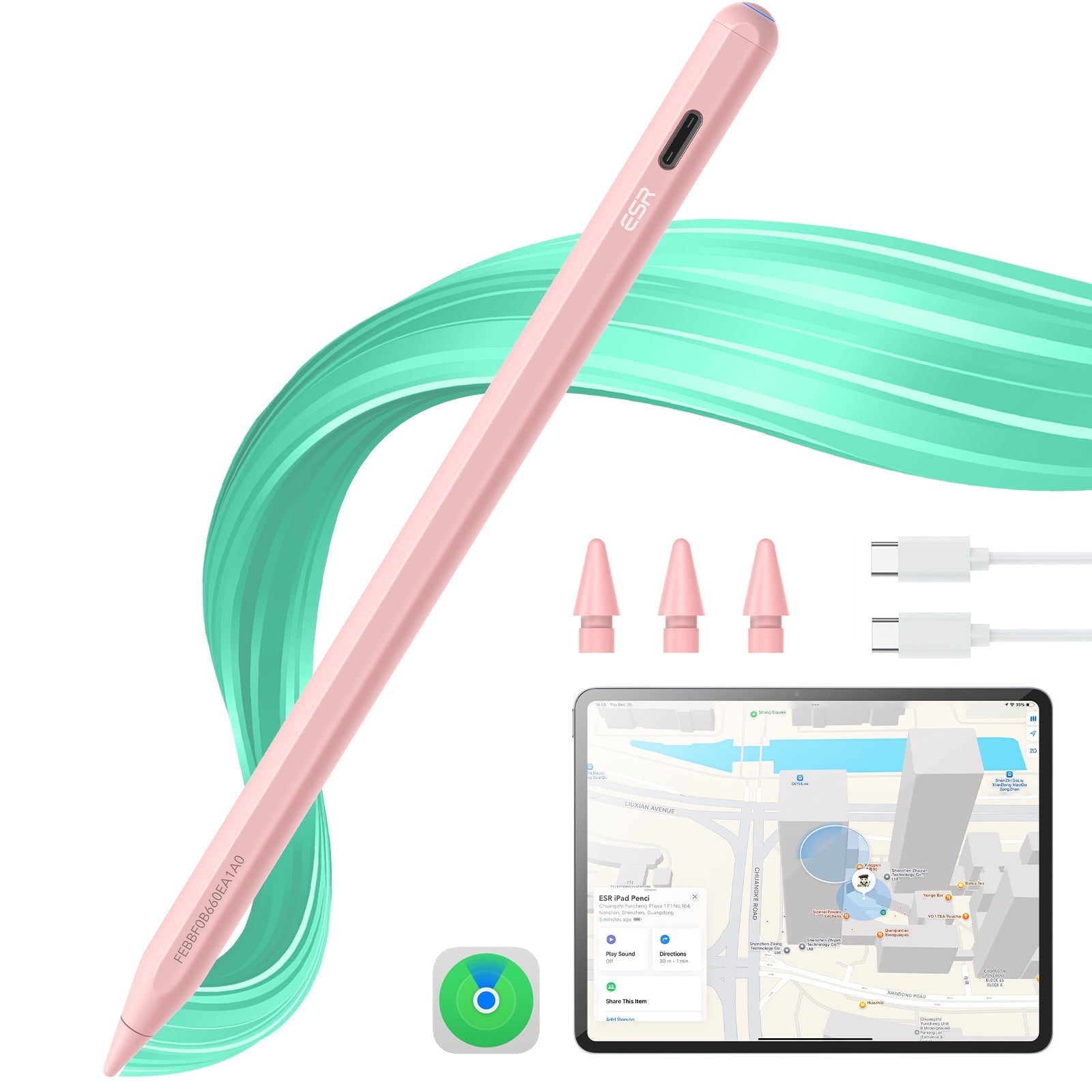 Geo Digital Pencil with Built-in Find My - Pink ESR