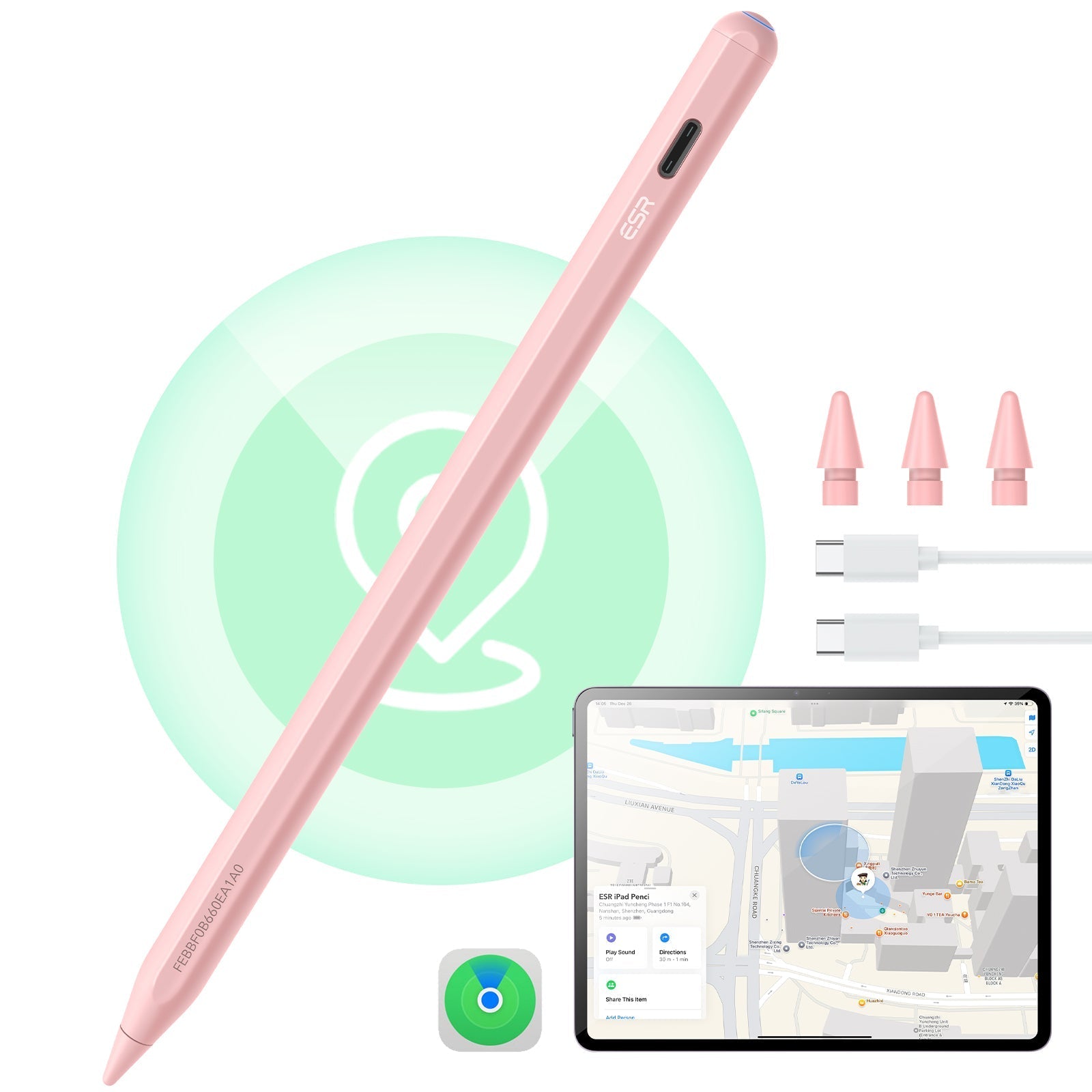 Geo Digital Pencil with Built-in Find My - Pink ESR